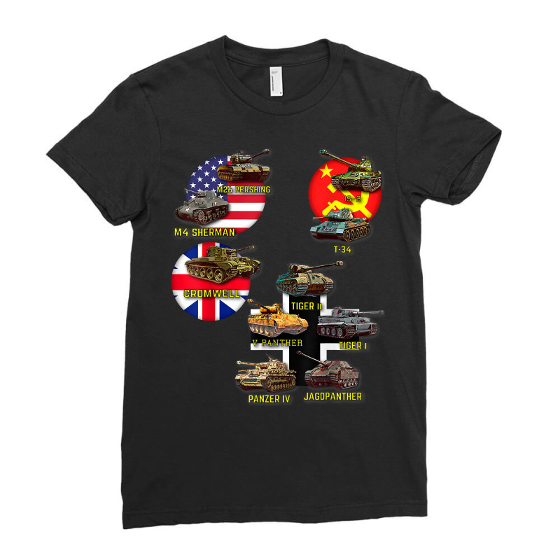 Top 10 Best Ww2 Tanks M4 Sherman Panzer Iv Tiger Ii T 34 T Shirt Ladies Fitted T-Shirt by wevipaenizhu | Artistshot