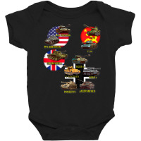 Top 10 Best Ww2 Tanks M4 Sherman Panzer Iv Tiger Ii T 34 T Shirt Baby Bodysuit | Artistshot