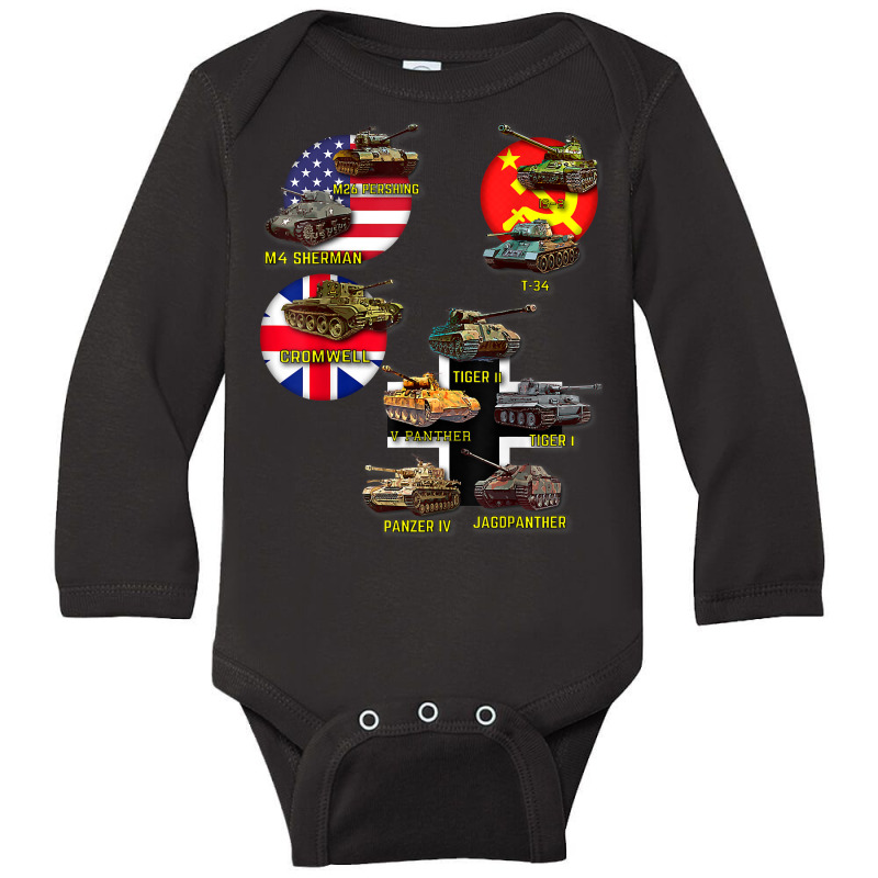 Top 10 Best Ww2 Tanks M4 Sherman Panzer Iv Tiger Ii T 34 T Shirt Long Sleeve Baby Bodysuit by wevipaenizhu | Artistshot