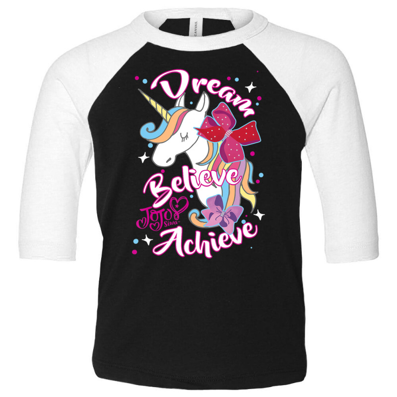 Jojo Siwa Dream Believe Achieve Unicorn Toddler 3/4 Sleeve Tee by cm-arts | Artistshot