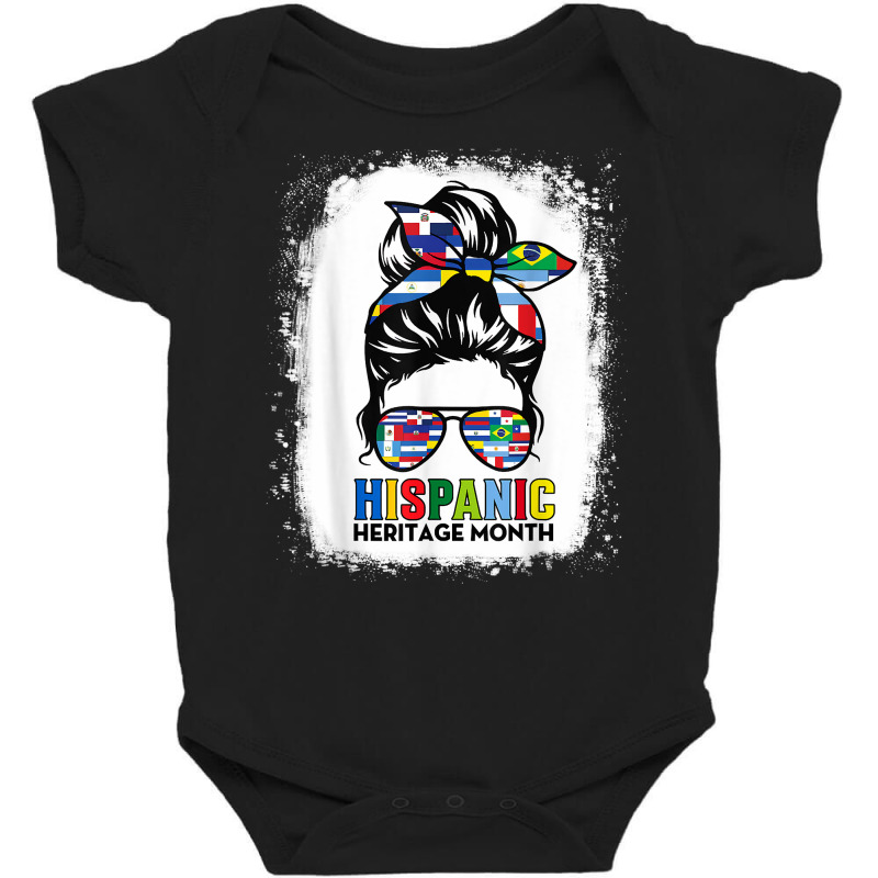 National Hispanic Heritage Month Latin Flags Messy Bun T Shirt Baby Bodysuit by cm-arts | Artistshot