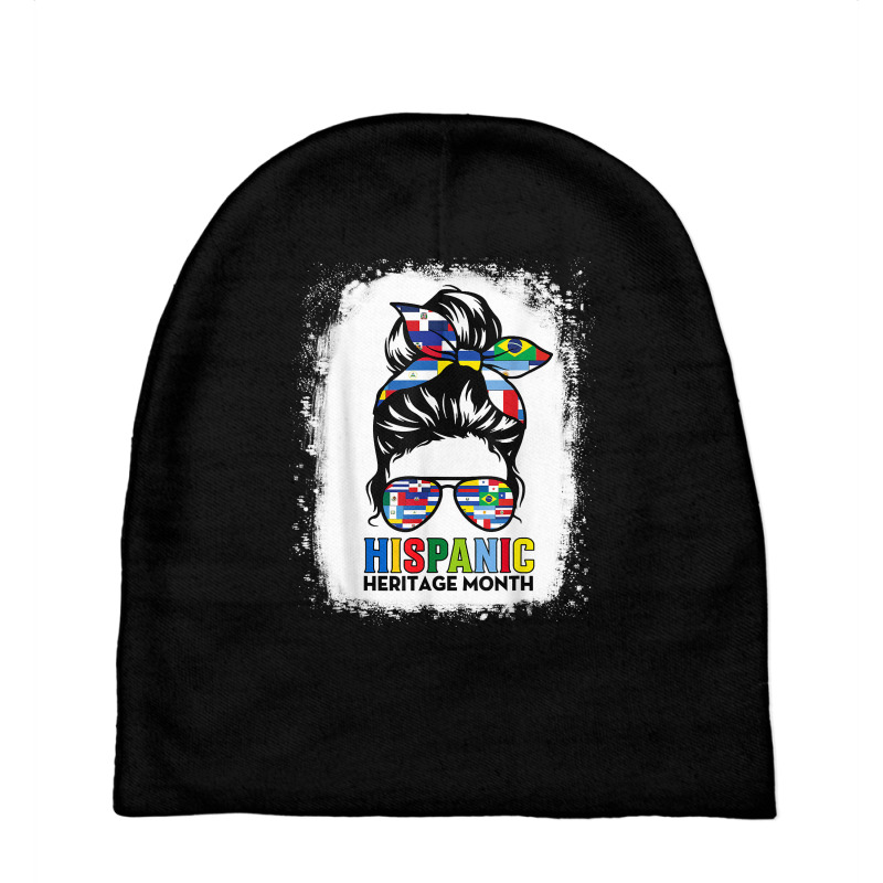 National Hispanic Heritage Month Latin Flags Messy Bun T Shirt Baby Beanies by cm-arts | Artistshot