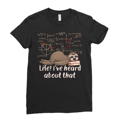 Mathematician Sloth Cartoon Math Ladies Fitted T-shirt Designed By Gitaart
