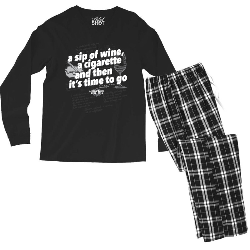 A Sip Of Wine, A Cigarette And Then Its Time To Go Fitted Men's Long Sleeve Pajama Set | Artistshot