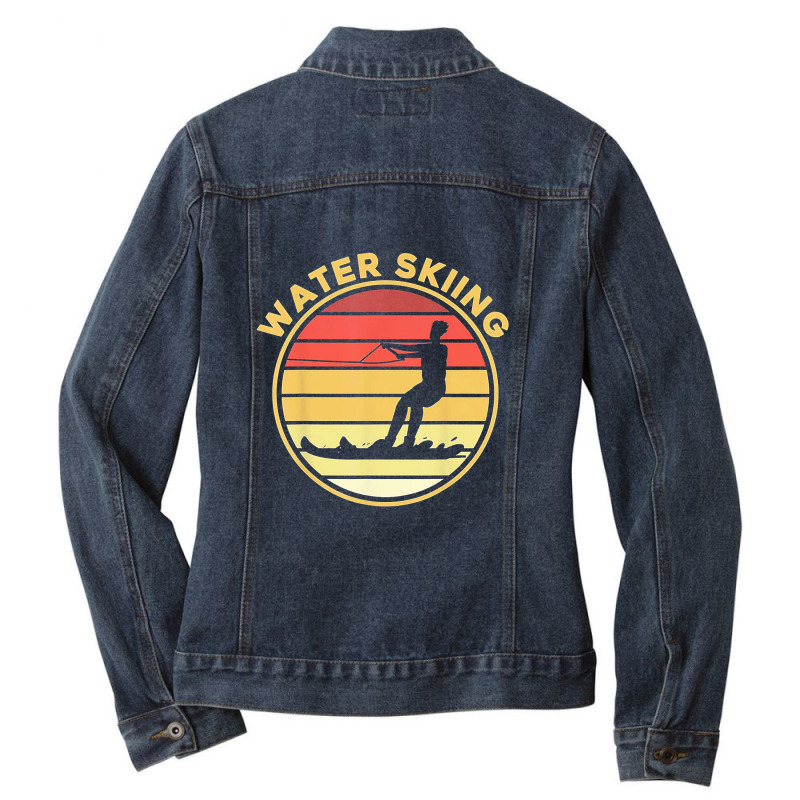 Water Skiing Sport Waterski Swimmer Athlete T Shirt Ladies Denim Jacket by porpoisewhiting | Artistshot