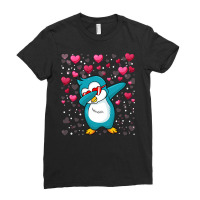 Penguin Valentine Dabbing Penguin Flightless Sea Bird Penguin Lover 23 Ladies Fitted T-shirt | Artistshot