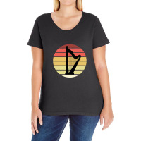 Harp Music Instrument Vintage Sunset Ladies Curvy T-shirt | Artistshot