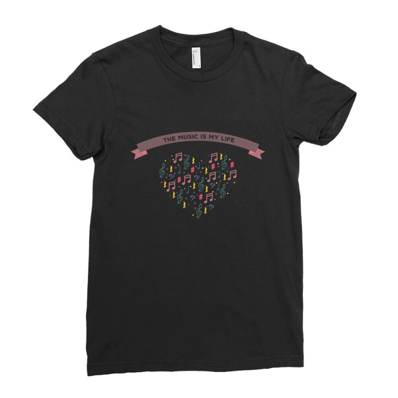 Heart Colorful Musical Notes Ladies Fitted T-Shirt by MandyMOerke | Artistshot