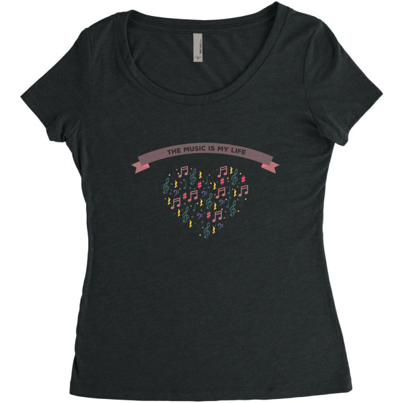 Heart Colorful Musical Notes Women's Triblend Scoop T-shirt by MandyMOerke | Artistshot