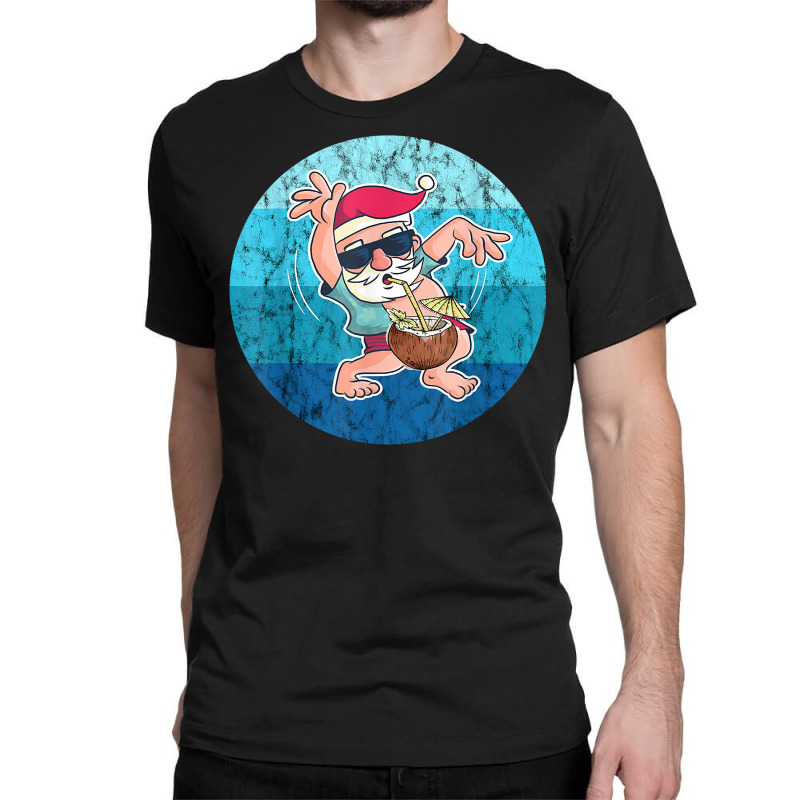 Santa Coconut Drink Vintage Ocean Water Christmas In July T Shirt Classic T-shirt by cm-arts | Artistshot