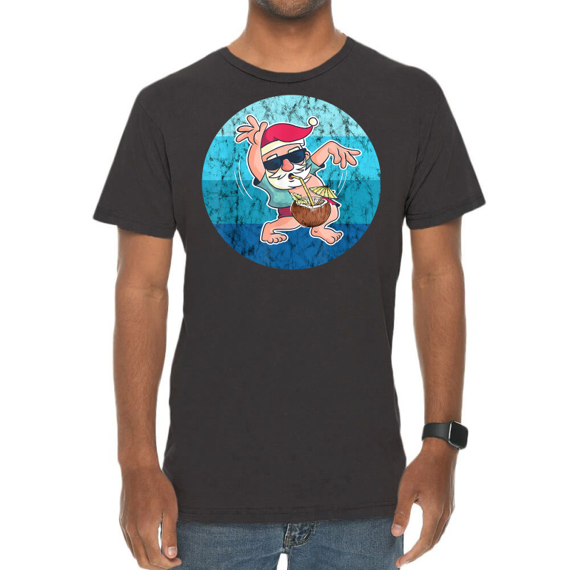 Santa Coconut Drink Vintage Ocean Water Christmas In July T Shirt Vintage T-Shirt by cm-arts | Artistshot