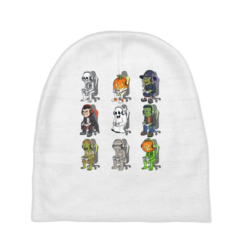 Gaming Halloween Skeleton Vampire Gamer Zombie Boys Kids Long Sleeve T Baby Beanies by cm-arts | Artistshot