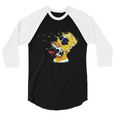Homer Visible Skull 3/4 Sleeve Shirt Designed By Dmyada