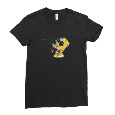 Homer Visible Skull Ladies Fitted T-shirt Designed By Dmyada