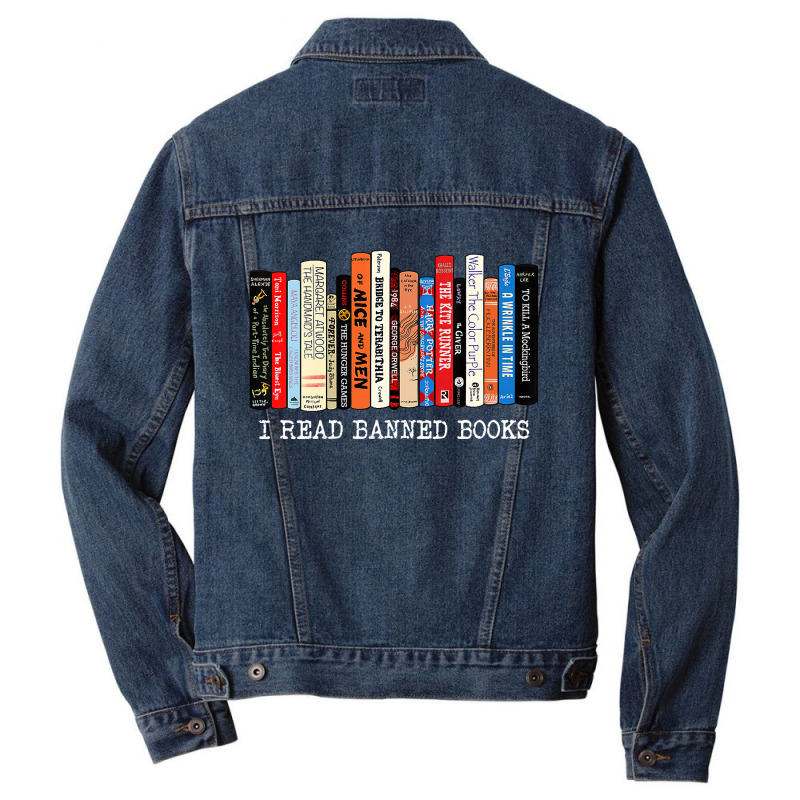 Womens I Read Banned Books Week Librarian Freadom Reader Nerd Men Denim Jacket | Artistshot