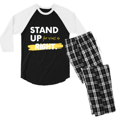 Text Message Incentive Stand Up For What Is Right T-shirts Men's 3/4 Sleeve Pajama Set Designed By Arnaldo Da Silva Tagarro