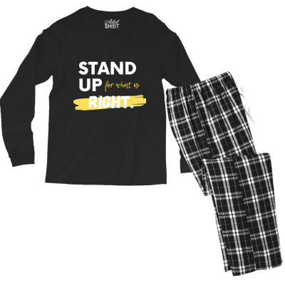 Text Message Incentive Stand Up For What Is Right T-shirts Men's Long Sleeve Pajama Set Designed By Arnaldo Da Silva Tagarro