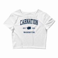 Womens Carnation Washington Wa Vintage Athletic Navy Sports Design V N Crop Top | Artistshot