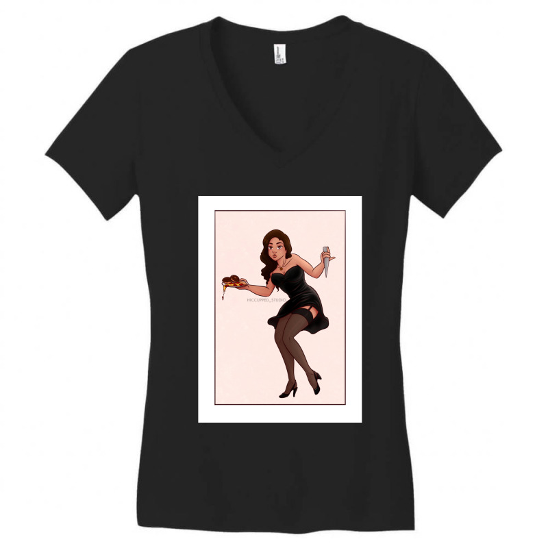 Rose Pinup Women's V-Neck T-Shirt by cm-arts | Artistshot