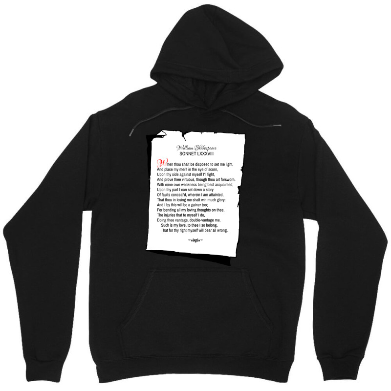 William Shakespeare's Sonnet 88 Unisex Hoodie by laughingtuy | Artistshot