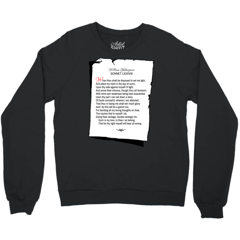 William Shakespeare's Sonnet 88 Crewneck Sweatshirt by laughingtuy | Artistshot