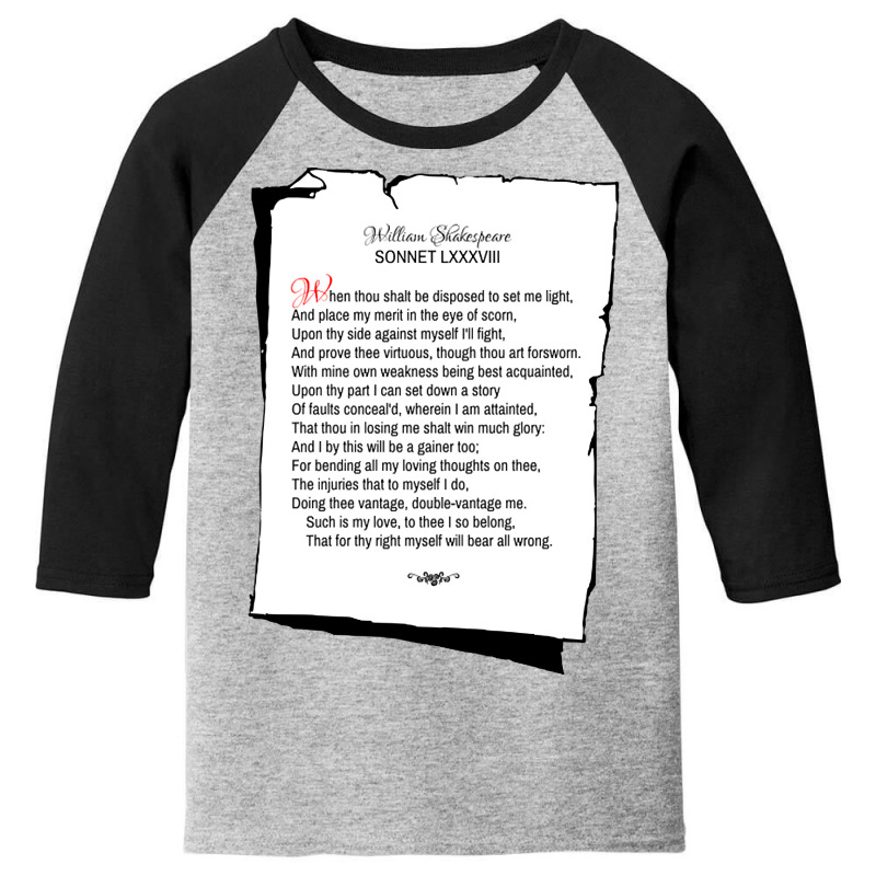 William Shakespeare's Sonnet 88 Youth 3/4 Sleeve by laughingtuy | Artistshot