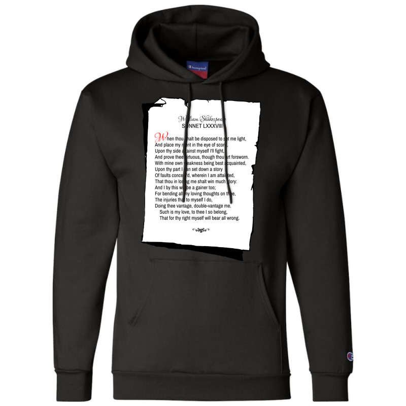 William Shakespeare's Sonnet 88 Champion Hoodie by laughingtuy | Artistshot