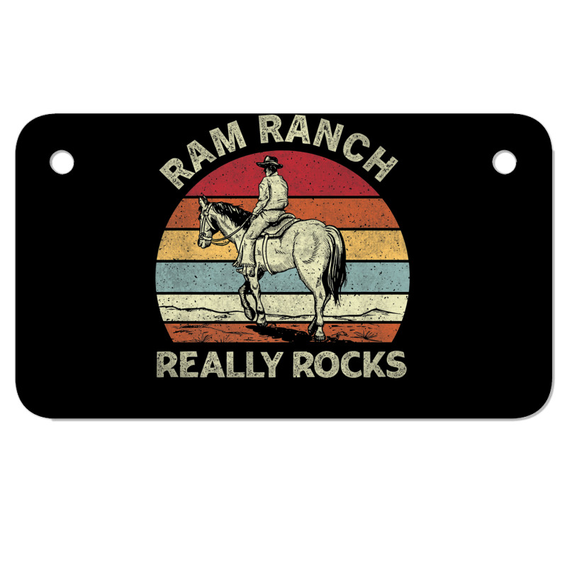 Ram Ranch Really Rock Vintage Western Rodeo Cowboy Horseback Premium T Motorcycle License Plate | Artistshot