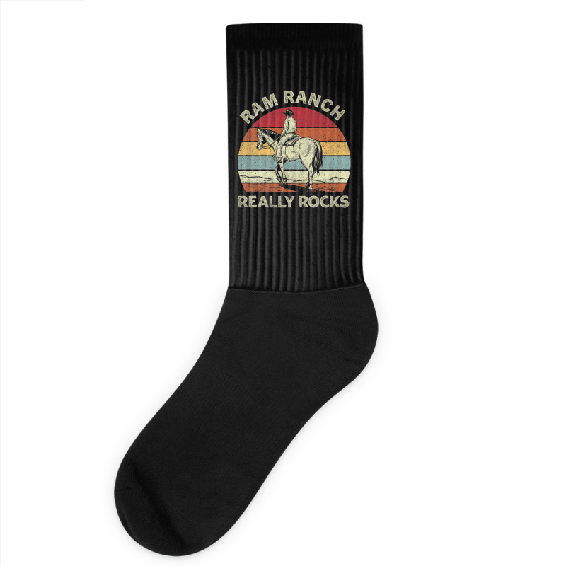 Ram Ranch Really Rock Vintage Western Rodeo Cowboy Horseback Premium T Socks | Artistshot