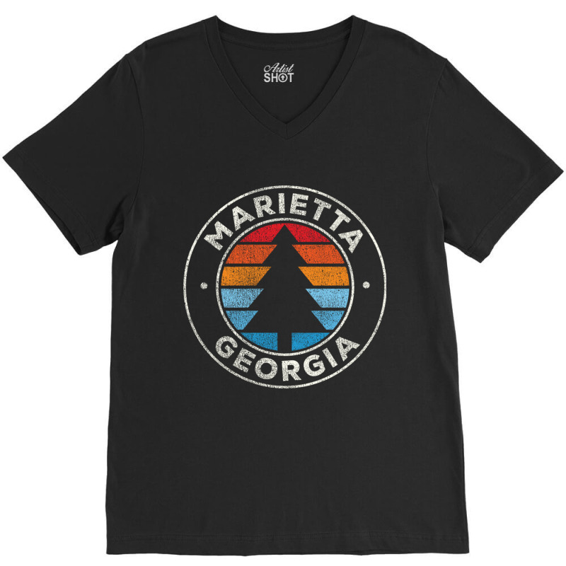 Marietta Georgia Ga Vintage Graphic Retro 70s Long Sleeve T Shirt V-neck Tee | Artistshot