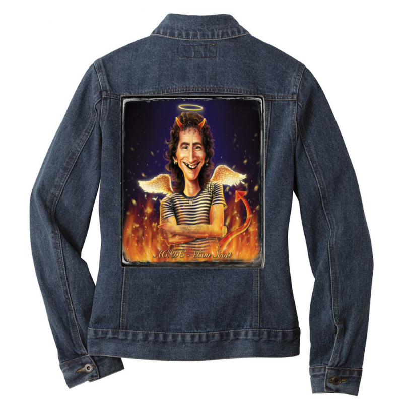 Bon Scott Ladies Denim Jacket by cm-arts | Artistshot