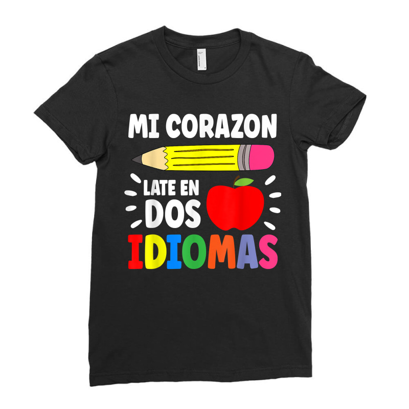 Mi Corazon Late En Dos Idiomas Bilingual Thanksgiving Day Ladies Fitted T-Shirt by GretchenBourdeau | Artistshot