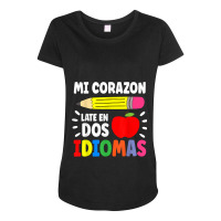 Mi Corazon Late En Dos Idiomas Bilingual Thanksgiving Day Maternity Scoop Neck T-shirt | Artistshot