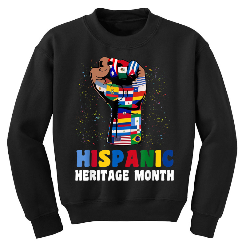 Hispanic Heritage Month Colorful Countries Flags Latinx Hand T Shirt Youth Sweatshirt by cm-arts | Artistshot