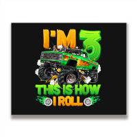 I'm 3 This Is How I Roll Cute Monster Truck 3rd Birthday Boy Metal Print Horizontal | Artistshot