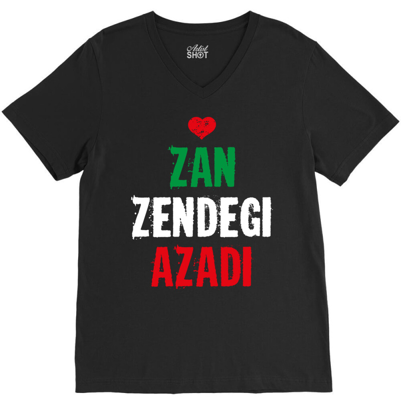 Free Iran  Zan Zendegi Azadi  Persian Heart Love Quote Sweatshirt V-neck Tee | Artistshot