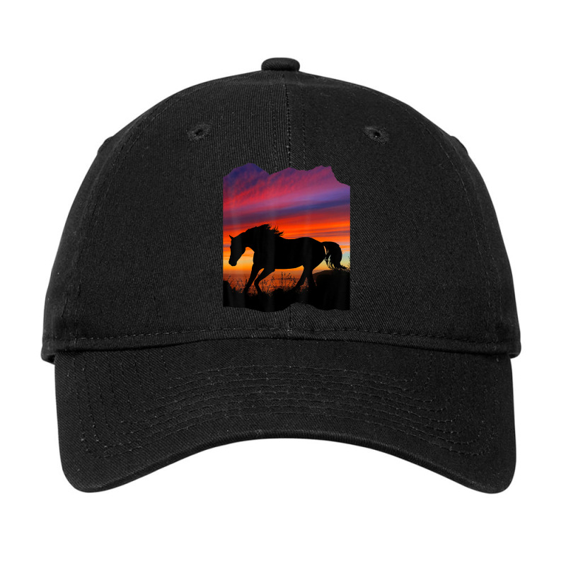 Beautiful Arabian Horse Sunset Silhouette Orange Purple Blue Adjustable Cap by cm-arts | Artistshot