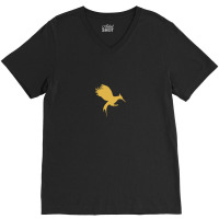 Catching Fire Symbol - Gold V-neck Tee | Artistshot