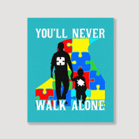 Never Walk Alone   Father And Son Portrait Canvas Print | Artistshot