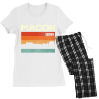 Macon Georgia Town Skyline Pullover Hoodie Women's Pajamas Set | Artistshot