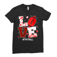 American Football Funny Valentines Day Hearts Football Lover Sports Pl Ladies Fitted T-shirt | Artistshot