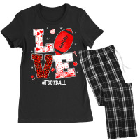 American Football Funny Valentines Day Hearts Football Lover Sports Pl Women's Pajamas Set | Artistshot