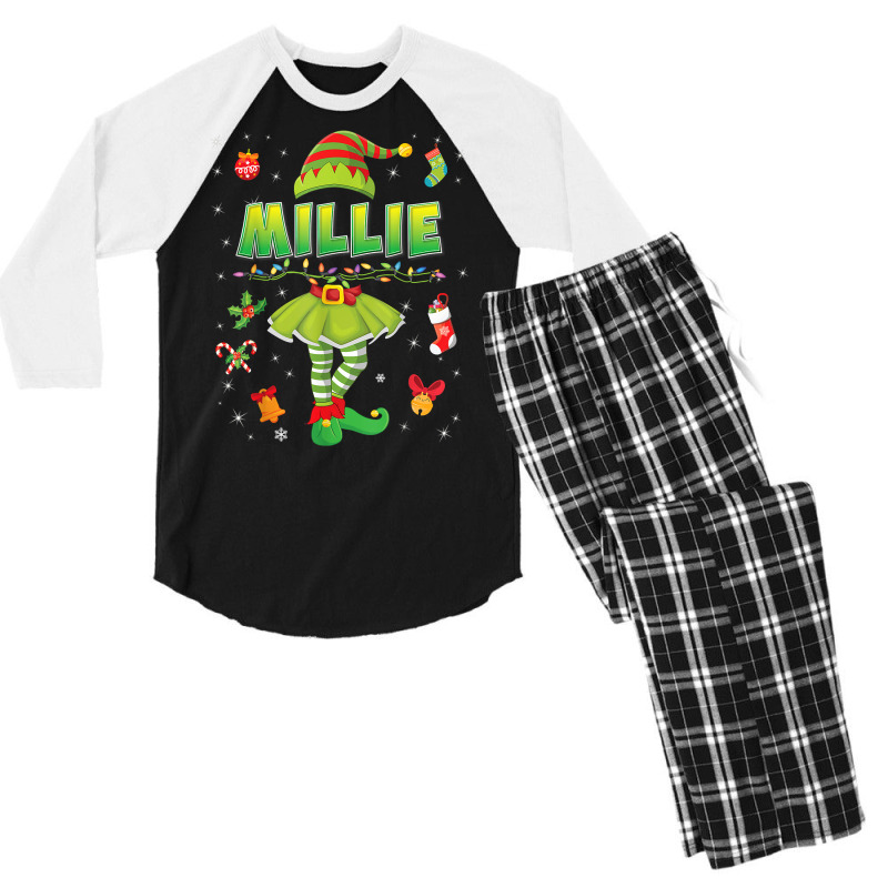 Cute Elf Millie Merry Christmas Santa Little Helper Sweater T Shirt Men's 3/4 Sleeve Pajama Set | Artistshot