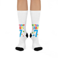 Master Builder 7th Birthday Boy 7 Seven Year Building Bricks T Shirt Crew Socks | Artistshot