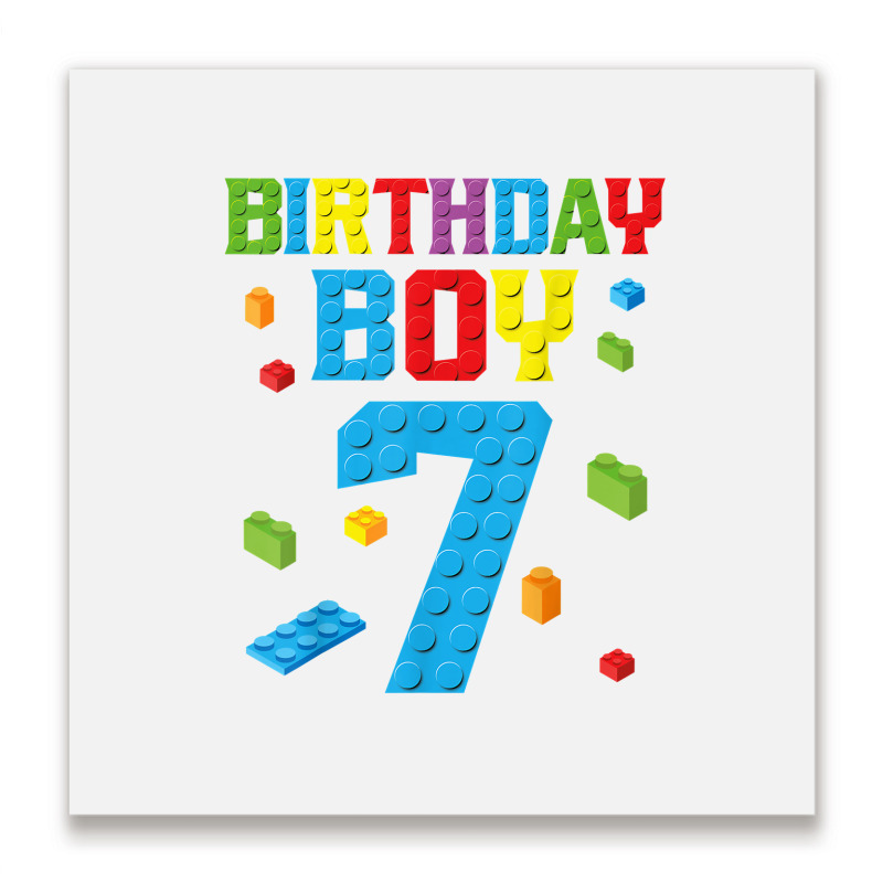 Master Builder 7th Birthday Boy 7 Seven Year Building Bricks T Shirt Metal Print Square | Artistshot