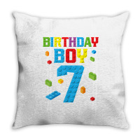 Master Builder 7th Birthday Boy 7 Seven Year Building Bricks T Shirt Throw Pillow | Artistshot