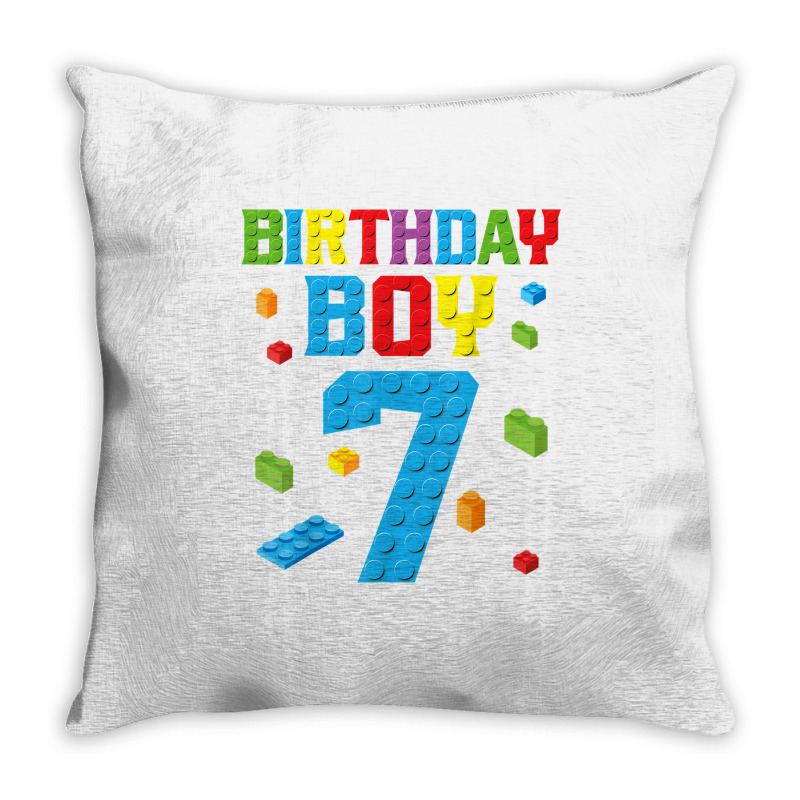 Master Builder 7th Birthday Boy 7 Seven Year Building Bricks T Shirt Throw Pillow | Artistshot