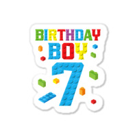 Master Builder 7th Birthday Boy 7 Seven Year Building Bricks T Shirt Sticker | Artistshot