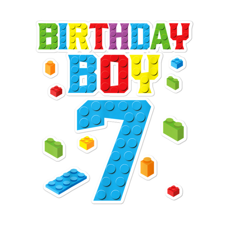 Master Builder 7th Birthday Boy 7 Seven Year Building Bricks T Shirt Sticker | Artistshot