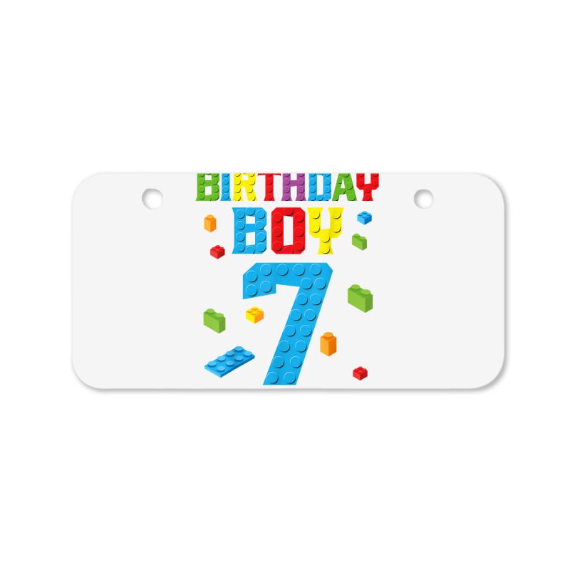 Master Builder 7th Birthday Boy 7 Seven Year Building Bricks T Shirt Bicycle License Plate | Artistshot